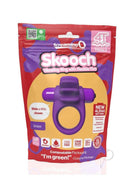 4T Skooch Vibrating Cock Ring with Clitoral Stimulator Grape packaging showcasing flexible fins and vibrant design.