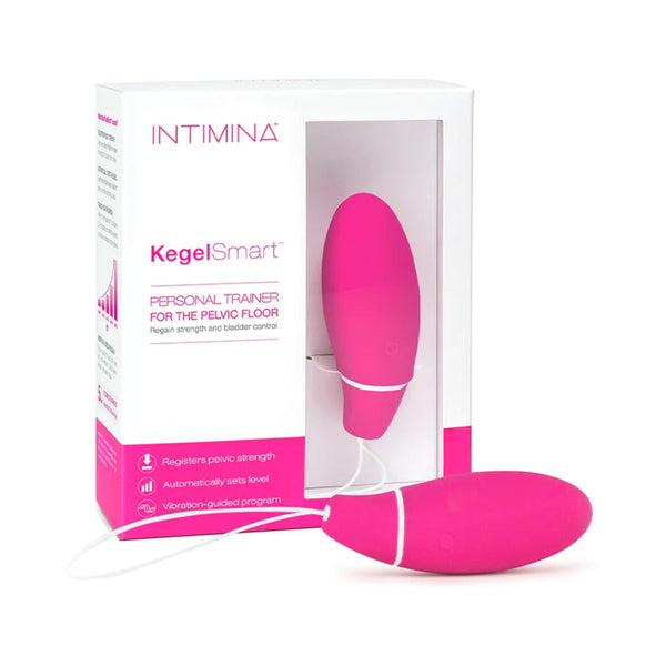 INTIMINA KegelSmart Pelvic Floor Trainer Pink in packaging with product inside, designed for pelvic floor exercises.