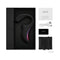 LELO ENIGMA Suction Dual Stimulator Black in a sleek gift box with accessories and manuals.