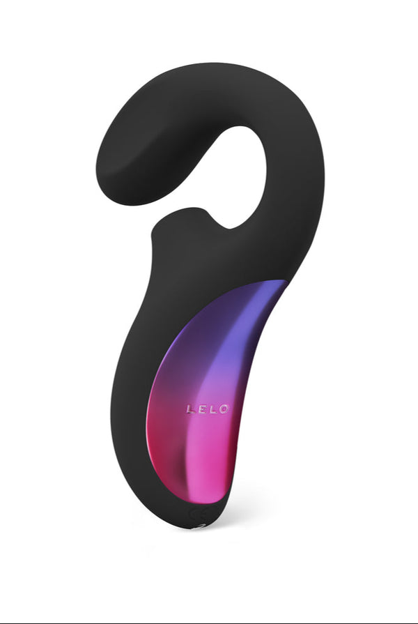LELO ENIGMA Suction Dual Stimulator Black featuring a sleek design and ergonomic shape for enhanced pleasure.