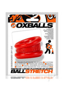 Oxballs Neo-Stretch Neo-Angle Silicone Ball Stretcher Red packaging with silicone ball stretcher and branding.