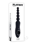 Playboy Let it Bead Rechargeable Silicone Anal Beads Black packaging featuring versatile anal and clitoral stimulation.