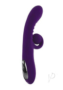 Playboy Curlicue Silicone Rabbit Vibrator Purple featuring a flexible design for dual stimulation.