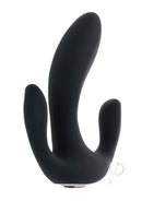 Playboy Triple Threat Silicone Multi Vibrator Black with sleek design for multi-point stimulation.
