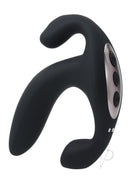 Playboy Triple Threat Silicone Multi Vibrator Black with sleek design and multiple stimulation points.