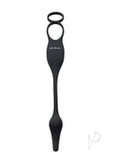 Zero Tolerance Plug and Tug Cock Ring with Butt Plug Gray features two silicone rings and a tapered anal plug design.