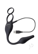 Zero Tolerance Plug and Tug Cock Ring with Butt Plug Gray connected design with USB charging cable.