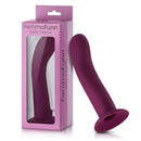 FemmeFunn Versa S Sleeve Curved Silicone Sleeve Dark Fuchsia displayed in packaging, showcasing its design and color.