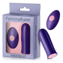 FemmeFunn Versa Bullet Remote Controlled Vibrator Dark Purple packaging and device design.
