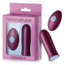 FemmeFunn Versa Bullet Remote Controlled Vibrator Dark Fuchsia in packaging with bullet and remote design.