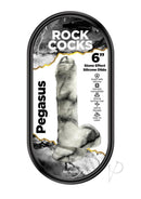 Rock Cocks Pegasus 6 Inch Silicone Dildo White and Black with stone effect and body-safe silicone.