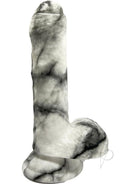 Rock Cocks Pegasus 6 Inch Silicone Dildo White and Black with stone-style finish, designed for solo or partnered play.