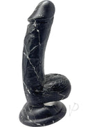 Rock Cocks Olympus 6.5 Inch Silicone Dildo Black and White with stone-inspired texture and suction cup base.