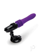 WhipSmart Thrusting Silicone Sex Machine Purple Black with detachable mount and thrusting shaft.