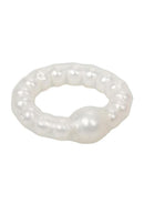 Pearl Beaded Prolong Ring White with smooth beads for enhanced pleasure and intimacy.