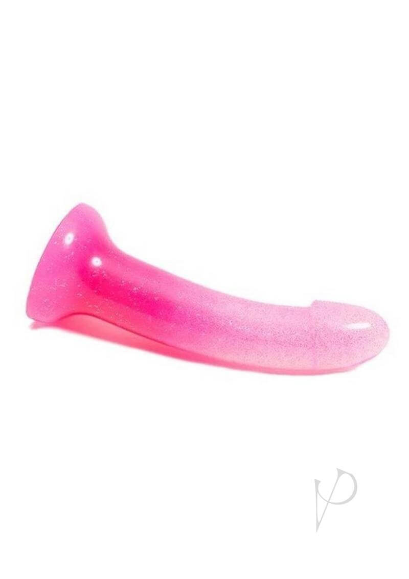 Love to Love Dildolls Sunrise Silicone Dildo Pink in a vibrant pink with glittery finish, perfect for pleasurable experiences.