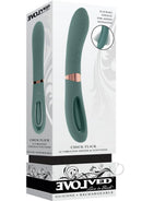 Chick Flick Rechargeable Silicone Dual Vibrator Green with 10 vibration speeds and functions, featuring a flicking tongue.