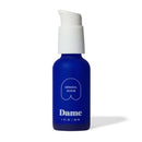 Dame Arousal Serum 1 Oz in blue bottle with white pump, designed to enhance arousal and sensitivity.