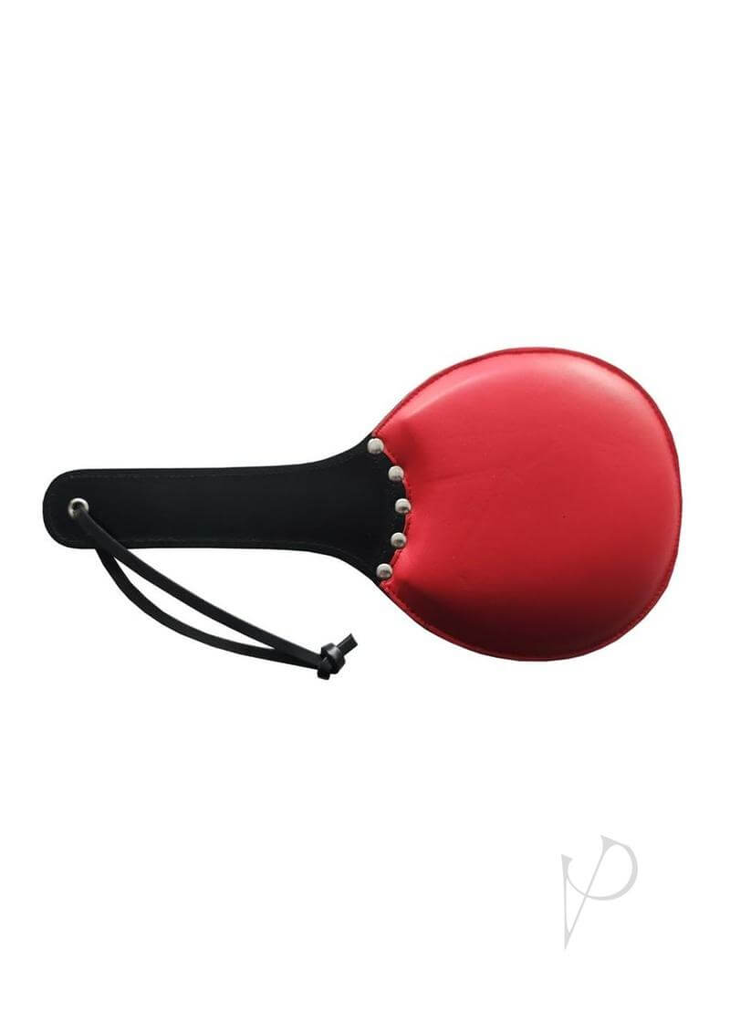 Rouge Padded Leather Ping Pong Paddle Red Black with padded red side and black handle.