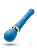 Blush Collection Dianna Rechargeable Silicone Massager Teal featuring a blue silicone design and gold accents.