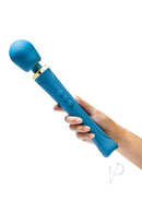 Blush Collection Dianna Rechargeable Silicone Massager Teal held in hand with soft silicone design.