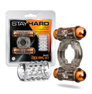 Stay Hard Cock Ring Set with Sleeve & 2 Bullets featuring vibrating rings and textured sleeve for enhanced pleasure.