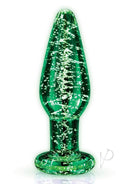 Whipsmart Glass Butt Plug with Flat Base 3.5 Inch Clear, elegant beginner-friendly plug in vibrant green glass.