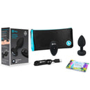 b-Vibe Vibrating Jewel Remote Controlled Anal Plug M L package contents including plug, remote, and accessories.
