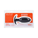 Tantus Ryder Silicone Anal Plug Onyx packaged with details on design and features.