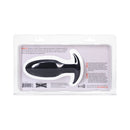 Tantus Ryder Silicone Anal Plug Onyx in packaging showcasing its design and features for comfortable use.