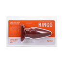 Tantus Ringo Anal Plug Crimson in packaging, showcasing ultra-premium silicone and tapered design for maximum comfort.