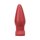 Tantus Ringo Anal Plug Crimson in crimson color, featuring a classic plug silhouette and a stable rectangular base.