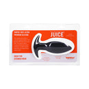 Tantus Juice 4 Inch Silicone Anal Plug Onyx packaging showcasing its textured design and features.
