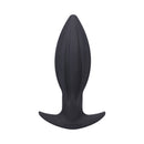 Tantus Juice 4 Inch Silicone Anal Plug Onyx with lengthwise grooves for added texture and comfort.