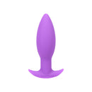 Tantus Juice 4 Inch Silicone Anal Plug Lilac featuring textured grooves for enhanced sensation.