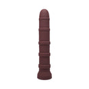 Tantus Cisco 10.75 Inch Firm Silicone Dildo Garnet showing textured design with raised rings for enhanced stimulation.
