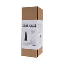 Tantus Cone Small Silicone Dildo Onyx packaging showcasing product details and dimensions.