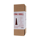 Tantus Cone Small Silicone Dildo Ruby packaging showing dimensions and features in True Blood Red color.