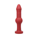 Tantus Fido Knotted Silicone Anal Dildo Ruby in red silicone, designed for a unique anal experience with ribbed shaft.