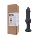 Tantus Fido Knotted Silicone Anal Dildo Onyx displayed with packaging details.