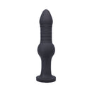 Tantus Fido Knotted Silicone Anal Dildo Onyx featuring a ribbed upper shaft and pronounced middle knot for anal pleasure.