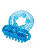 Bodywand Silicone Classic Duo Vibrating Cock Ring Blue with textured bullet and dual rings for enhanced pleasure.