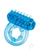 Bodywand Silicone Classic Duo Vibrating Cock Ring Blue featuring dual rings and textured bullet for enhanced pleasure.