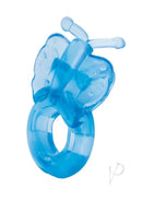 Bodywand Rechargeable Silicone Butterfly Cock Ring Blue showcasing a butterfly-shaped tickler in a vibrant blue.