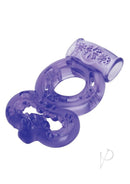 Bodywand Rechargeable Silicone Duo Cock Ring Purple on a white background showcasing its dual textured design.