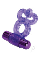 Bodywand Rechargeable Silicone Duo Cock Ring Purple with dual textured rings and rechargeable bullet for enhanced stimulation.