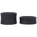 Tantus Ball Stretcher Kit Onyx two-piece silicone set for scrotum play.
