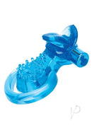 Bodywand Silicone Duo Cock Ring with Clit Tickler Blue featuring a textured design for enhanced pleasure.