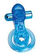 Bodywand Silicone Duo Cock Ring with Clit Tickler Blue featuring textured design and removable bullet for shared pleasure.