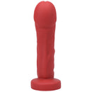 Tantus Grind Silicone Dildo True Blood Red showcasing its realistic shape and robust design for pleasure.
